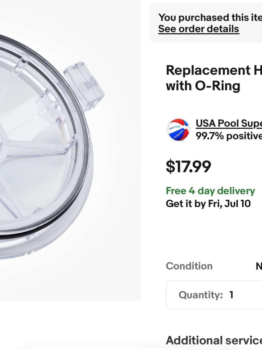 Replacement Housing with O-Ring - Clear